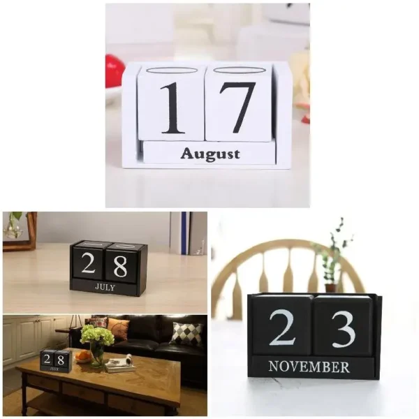 Wooden Perpetual Desk Calendar & Planner - Image 2