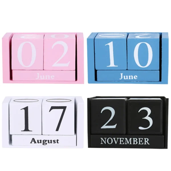 Wooden Perpetual Desk Calendar & Planner - Image 4