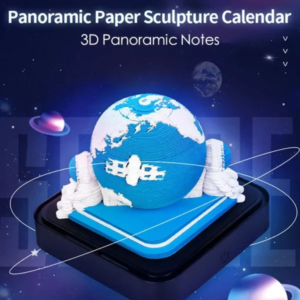 3D 2025 Year Calendar with Blue Earth Astronauts
