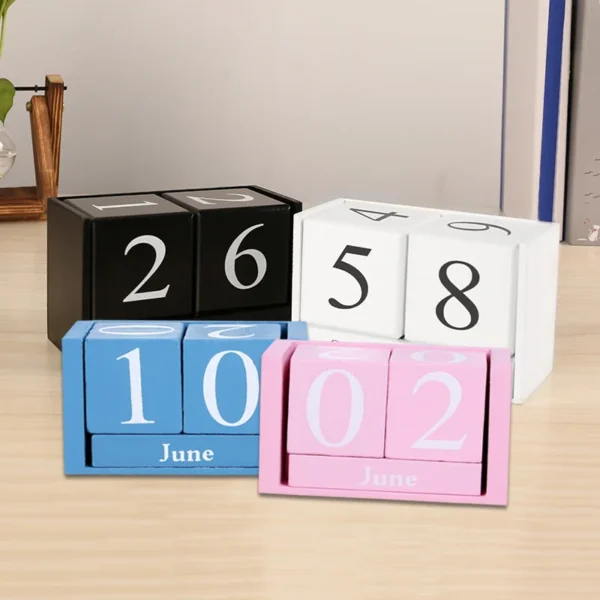 Wooden Perpetual Desk Calendar & Planner - Image 3